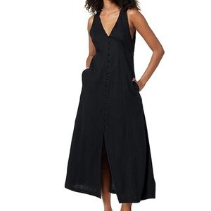 The Drop Black Linen Dress